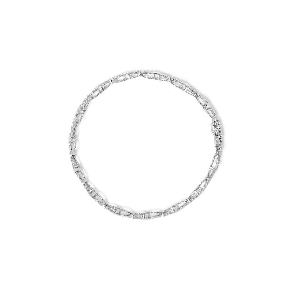Bracciale tennis in oro bianco 10 carati con diamanti taglio rotondo da 1,00 ct e maglie a spirale (colore HI, purezza I3) - 7 pollici - Friggin Jewelry
