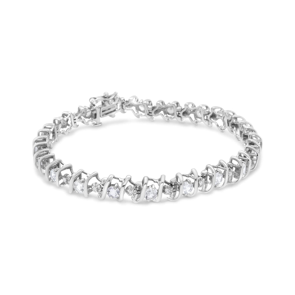 Pulsera de tenis de plata de ley 925 con piedra de nacimiento cultivada en laboratorio y diamantes redondos de 1/6 ct (color HI, claridad I1-I2) - Friggin Jewelry