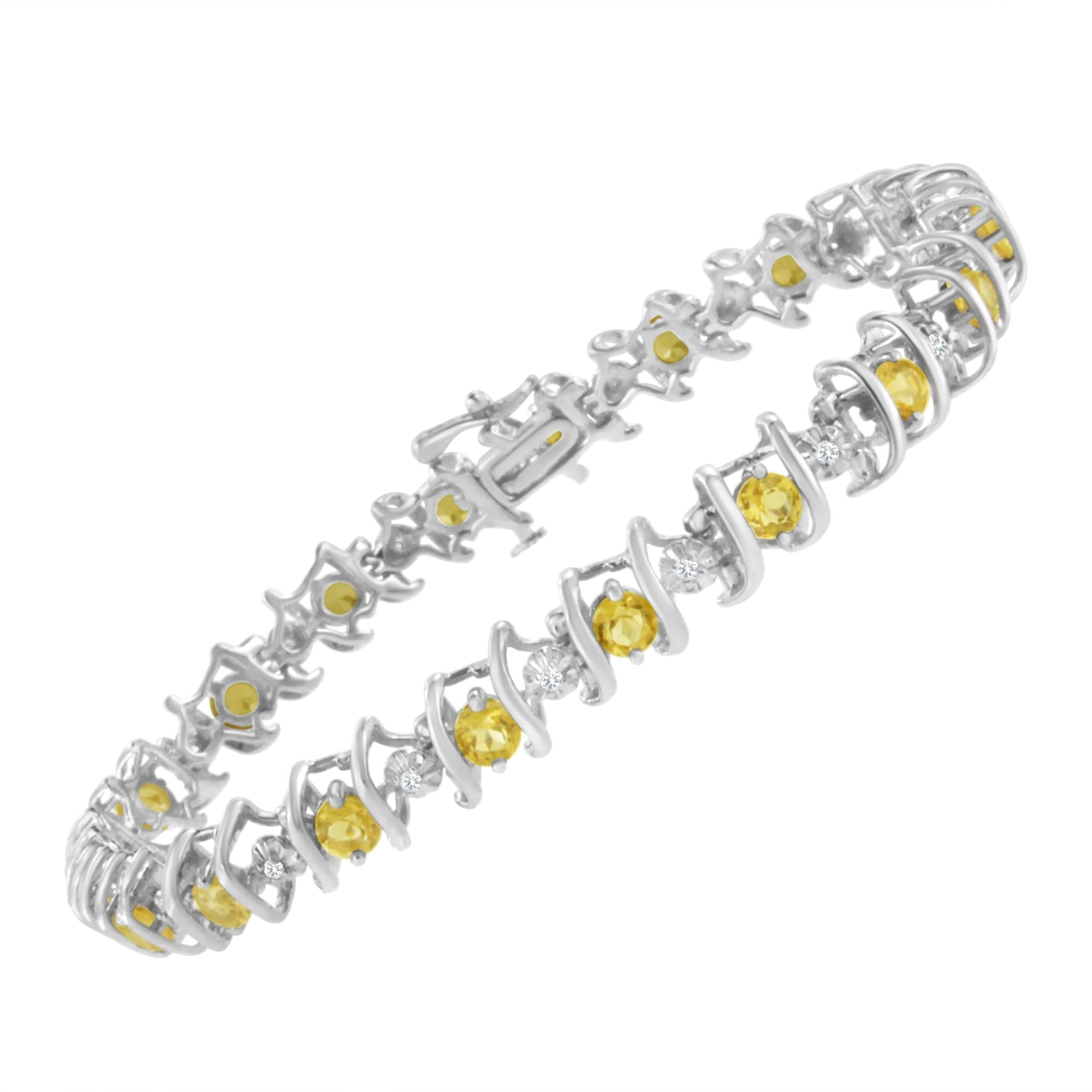 Pulsera de tenis de plata de ley 925 con piedra de nacimiento cultivada en laboratorio y diamantes redondos de 1/6 ct (color HI, claridad I1-I2) - Friggin Jewelry