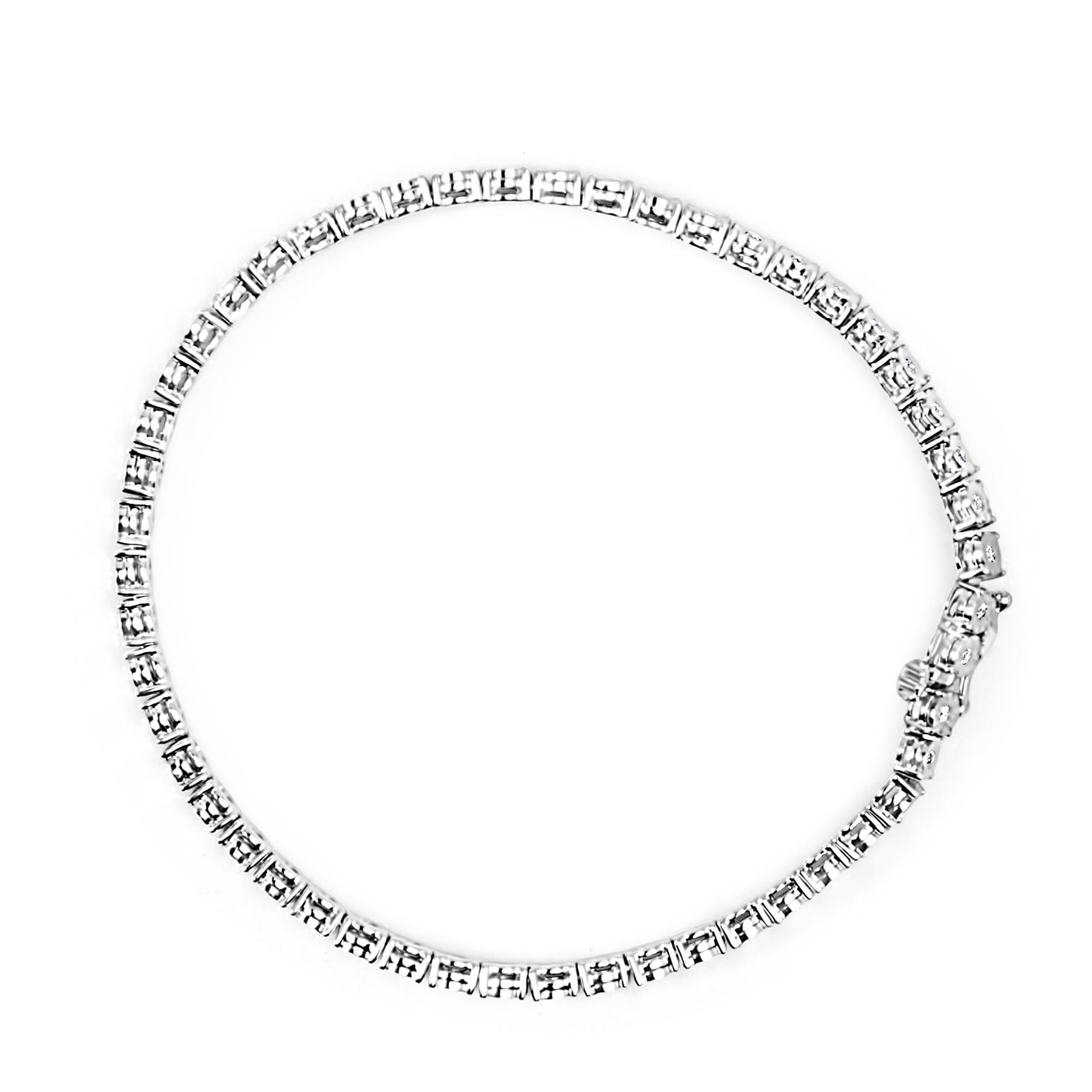 10K White Gold 1/2 Cttw Real Diamond Illusion-Set Miracle Plate Tennis Bracelet (I-J Color, SI2-I1 Clarity) - Size 7.5" - Friggin Jewelry Premium