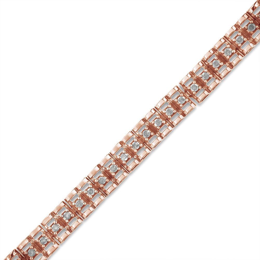 Pulsera de tenis de 18 cm con doble eslabón de diamantes en plata de ley 925 (color IJ, claridad I3) - Friggin Jewelry