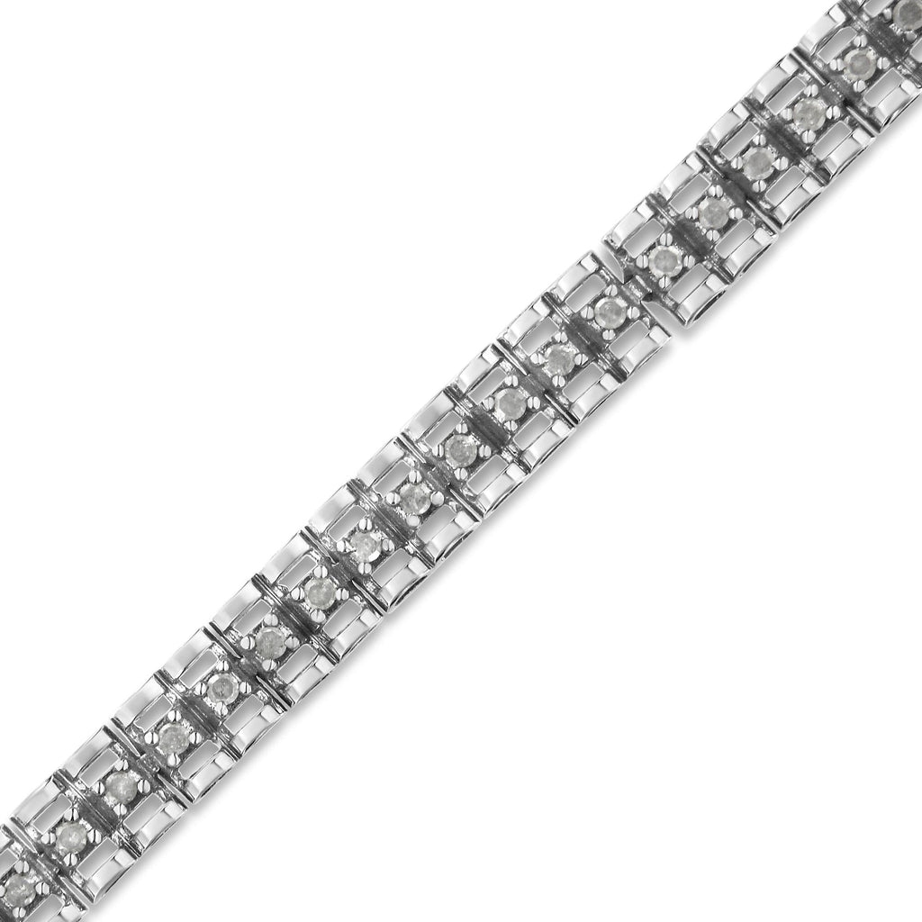 Pulsera de tenis de 18 cm con doble eslabón de diamantes en plata de ley 925 (color IJ, claridad I3) - Friggin Jewelry