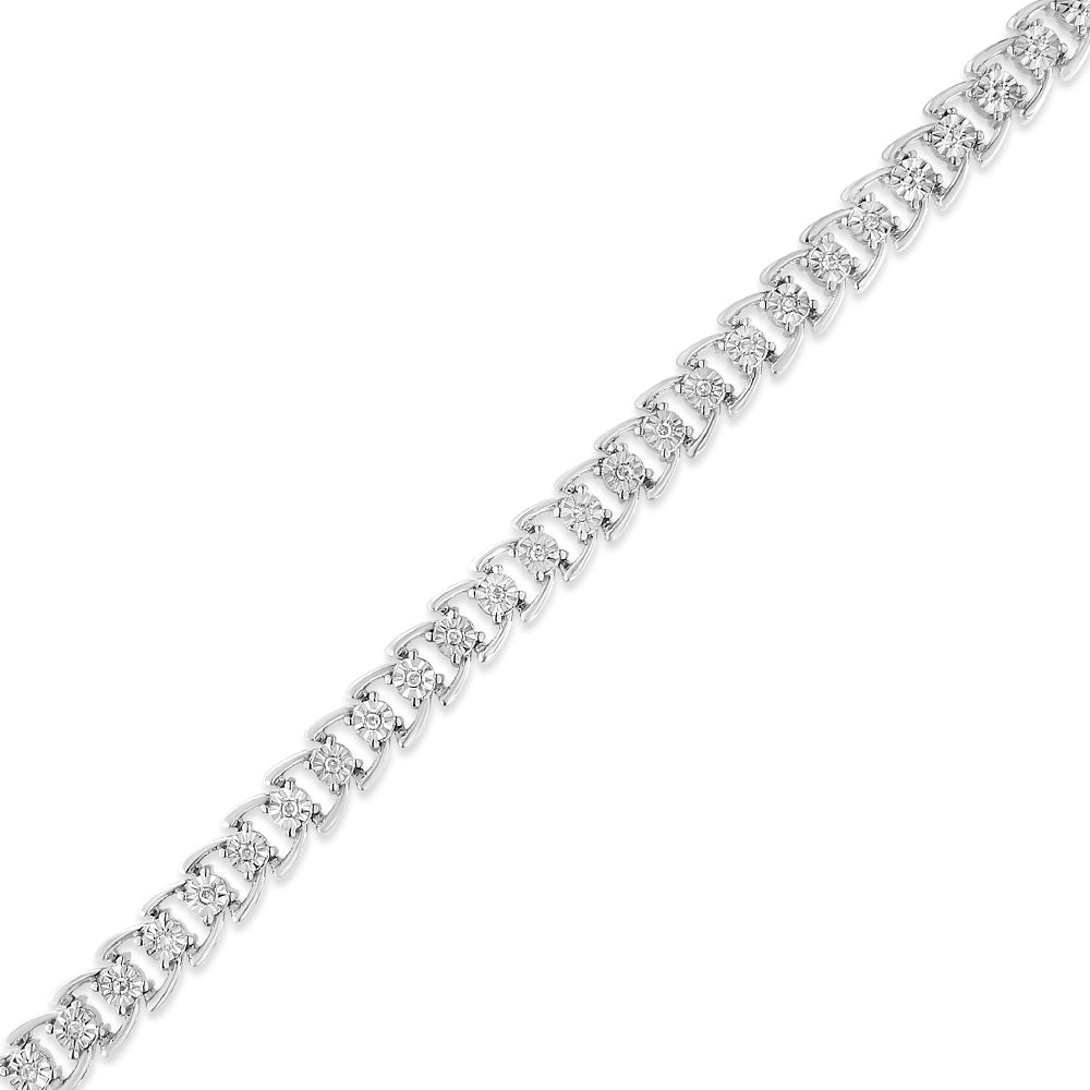 Pulsera de plata de ley 925 con diamantes redondos engastados Miracle de 1/4 ct y eslabones abiertos (color IJ, claridad I3-Promo) - 19 cm - Friggin Jewelry