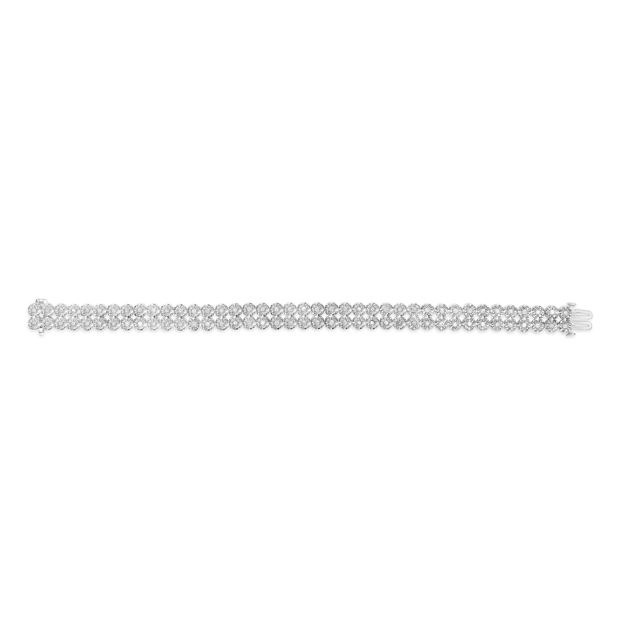 Pulsera de eslabones de dos filas de diamantes engastados milagros de 2,0 quilates en plata de ley 925 - 18 cm - Friggin Jewelry