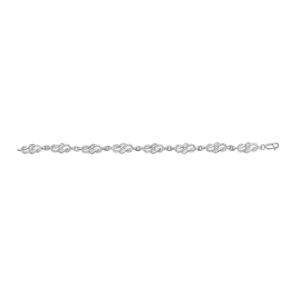 Pulsera de eslabones con forma de infinito y lazo de diamantes de 1,0 quilates en plata de ley 925 (color IJ, claridad I2-I3) - 18,3 cm - Friggin Jewelry