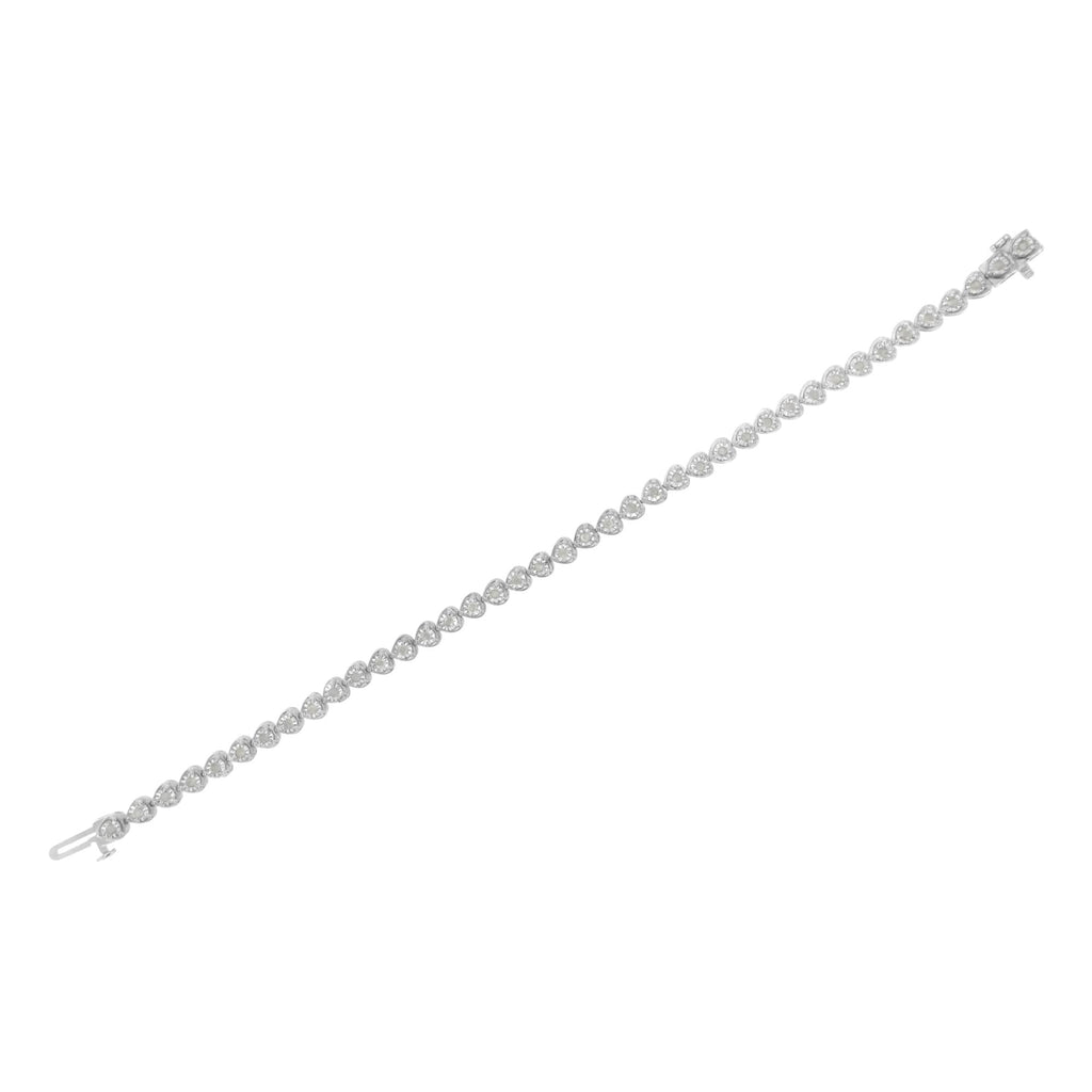Pulsera de tenis de 18 cm con eslabones en forma de corazón y diamantes engastados milagrosos de 1,0 quilates en plata de ley 925 (color IJ, claridad I2-I3) - Friggin Jewelry