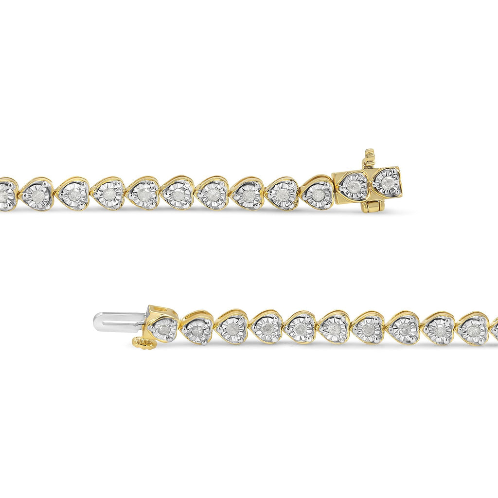 Pulsera de tenis de 18 cm con eslabones en forma de corazón y diamantes engastados milagrosos de 1,0 quilates en plata de ley 925 (color IJ, claridad I2-I3) - Friggin Jewelry