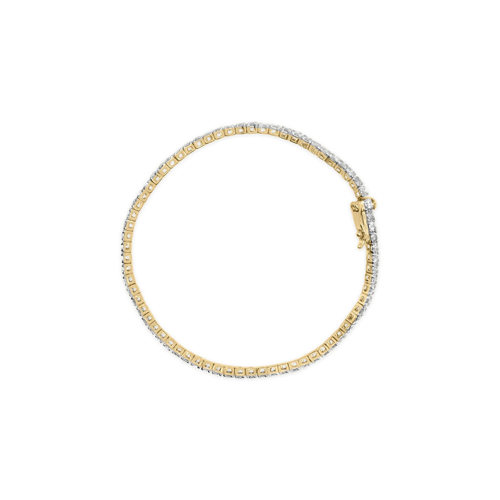 Pulsera clásica de tenis con diamantes de 3,0 quilates en oro amarillo de 10 quilates (color JK, claridad I2-I3) - 18,3 cm - Friggin Jewelry