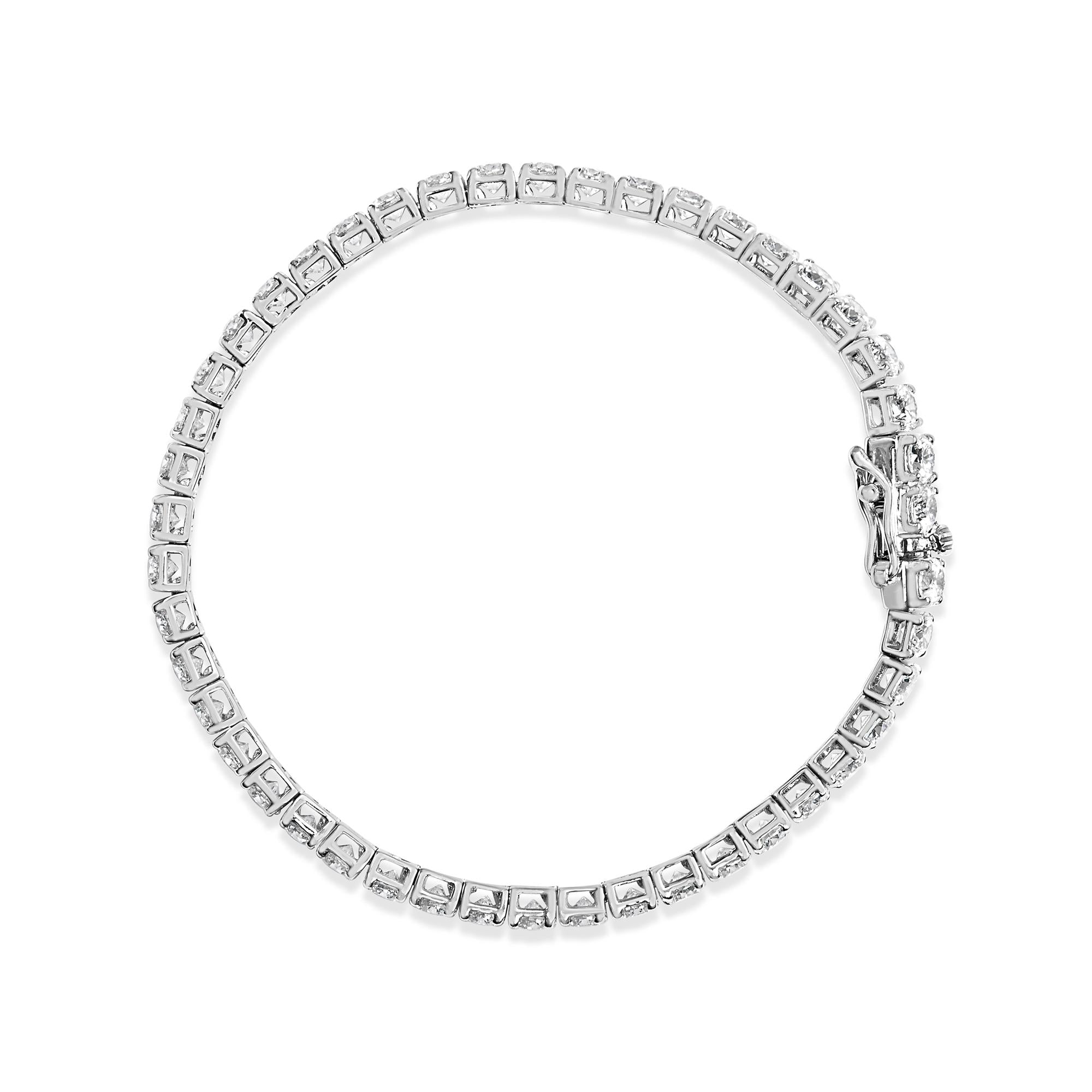 14K White Gold 4-Prong Set Lab Grown Round Diamond Classic Tennis Bracelet (F-G Color, VS1-VS2 Clarity) - 7.25" - Friggin Jewelry