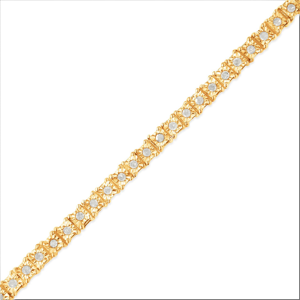 Pulsera de tenis de plata de ley 925 con diamantes de 1,0 ct y montura cuadrada engastada milagrosamente (color IJ, claridad I3) - 20,3 cm - Friggin Jewelry