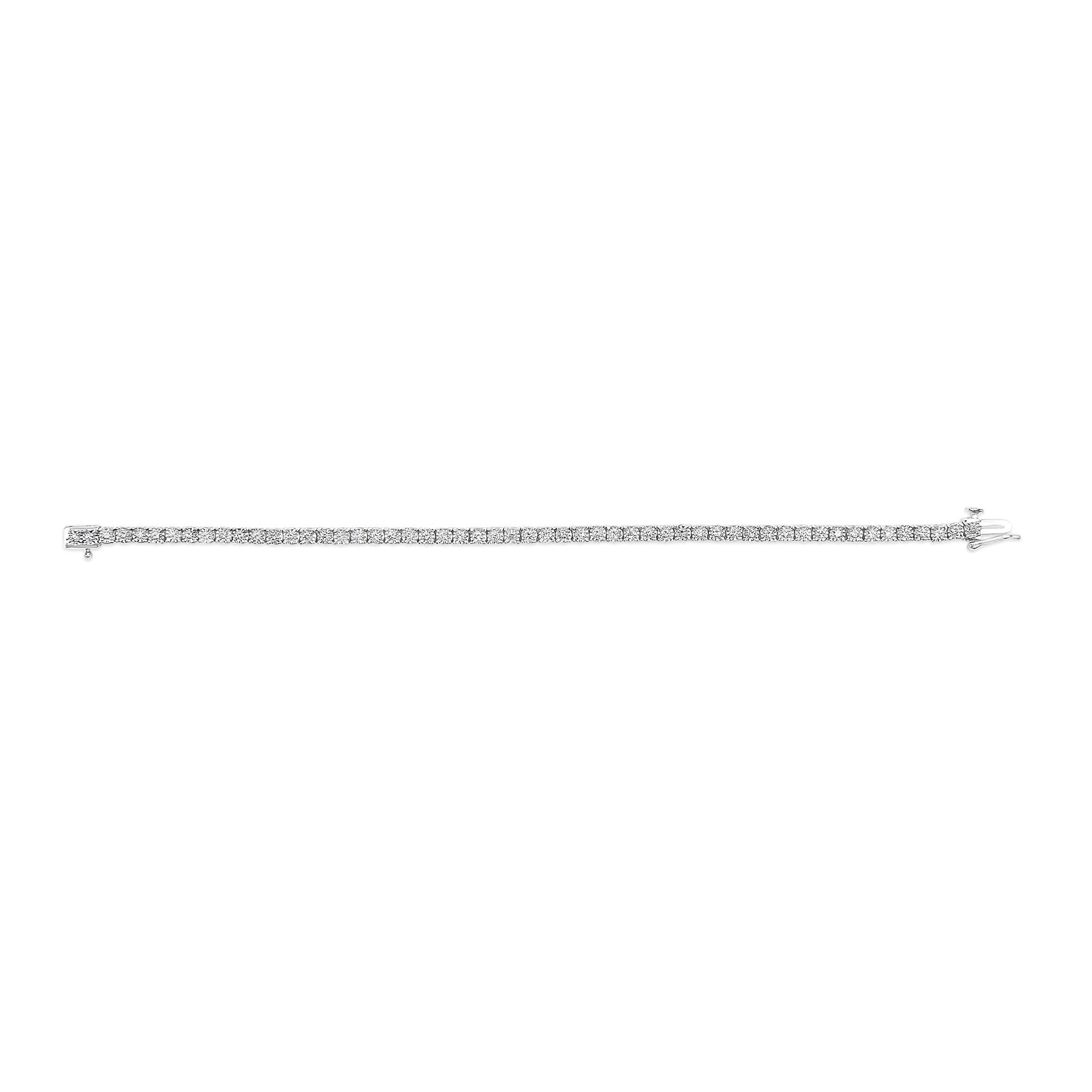 Pulsera de tenis de plata de ley 925 con placa milagrosa y diamantes cultivados en laboratorio - 18,3 cm - Friggin Jewelry