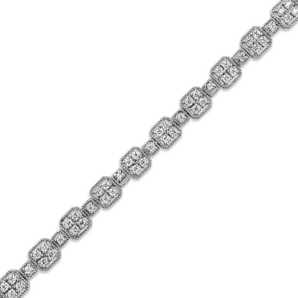 Bracciale a maglie quadrate in oro 10 carati con diamanti da 2,0 ct (colore JK, purezza I2-I3) - Misura 7,25" - Friggin Jewelry
