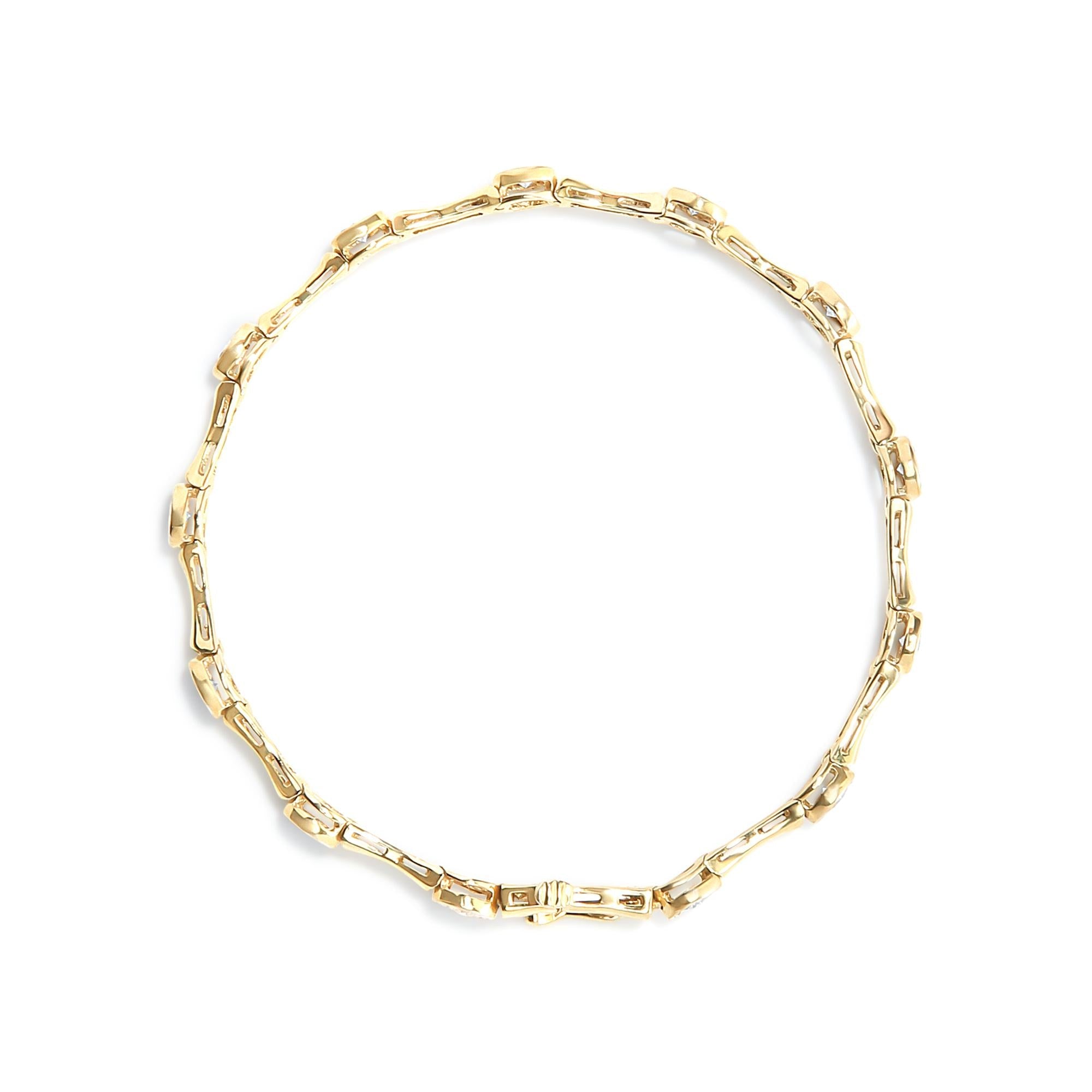 Bracciale a maglie in stile stazione con castone di diamanti incastonati Miracle da 1,0 ct, placcato oro giallo 10K, argento sterling 925 (colore HI, purezza I3) - Misura 7" - Friggin Jewelry