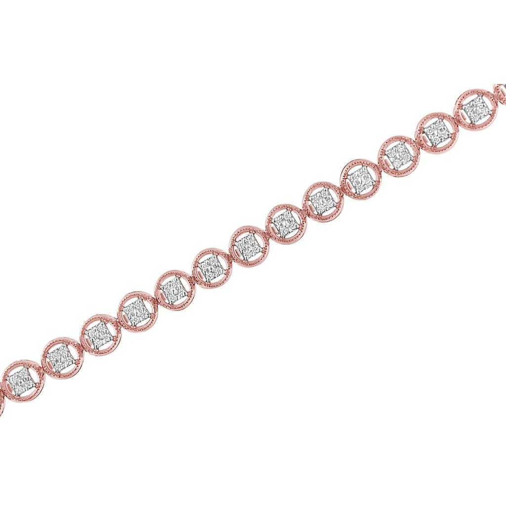 Pulsera de tenis de plata de ley 925 con eslabones de rueda de 18 cm y diamantes de 1/10 quilates (color IJ, claridad I2-I3) - Friggin Jewelry