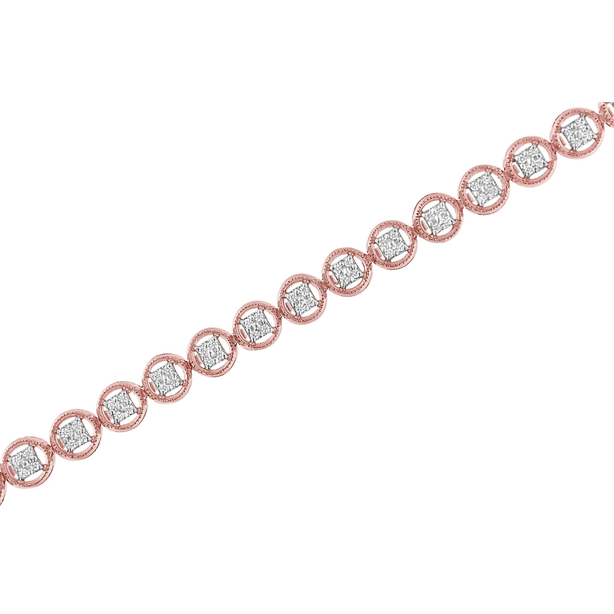 Pulsera de tenis de plata de ley 925 con eslabones de rueda de 18 cm y diamantes de 1/10 quilates (color IJ, claridad I2-I3) - Friggin Jewelry