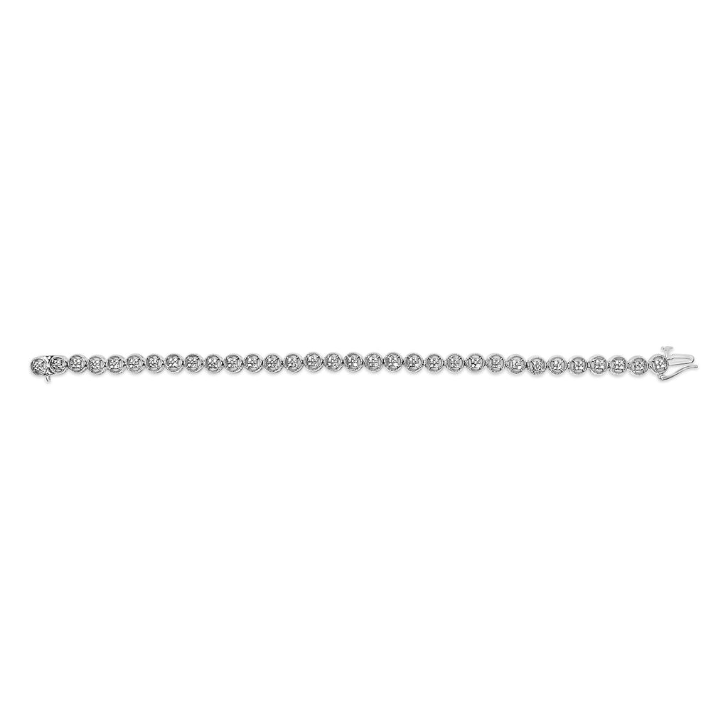 Pulsera de tenis con eslabones de rueda y cuentas de círculo abierto de diamantes de 1/10 quilates en plata de ley 925 (color IJ, claridad I3) - 18,3 cm - Friggin Jewelry