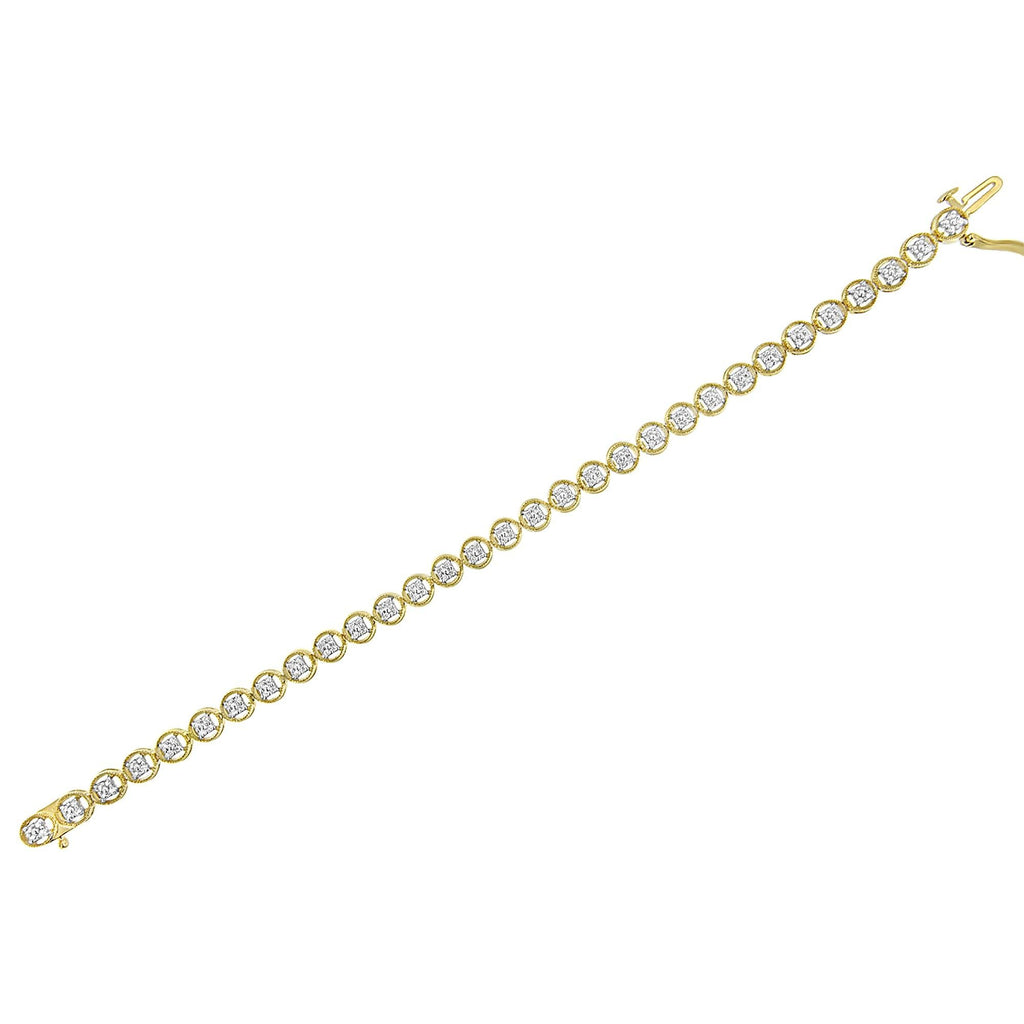 Pulsera de tenis de plata de ley 925 con eslabones de rueda de 18 cm y diamantes de 1/10 quilates (color IJ, claridad I2-I3) - Friggin Jewelry