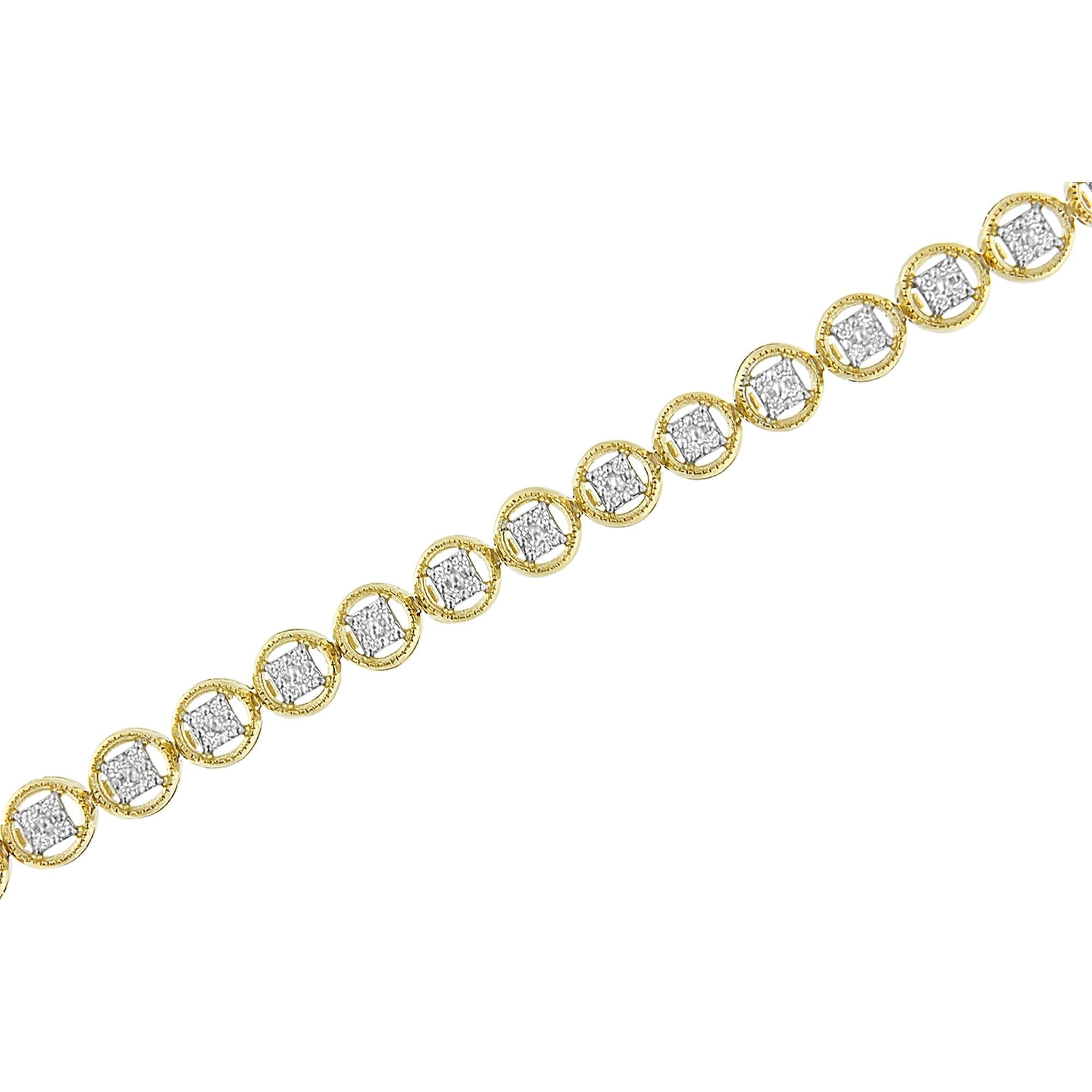 Pulsera de tenis de plata de ley 925 con eslabones de rueda de 18 cm y diamantes de 1/4 ct (color IJ, claridad I2-I3) - Friggin Jewelry