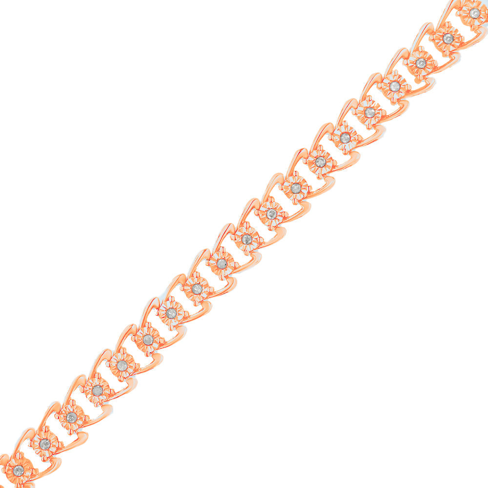 Pulsera de tenis de 18 cm en plata de ley 925 con diamantes de 1/2 ct y doble onda engastada milagros (color IJ, claridad I3) - Friggin Jewelry