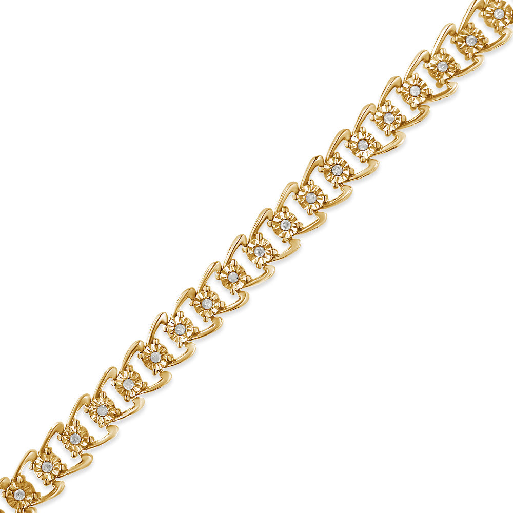 Pulsera de tenis de 18 cm en plata de ley 925 con diamantes de 1/2 ct y doble onda engastada milagros (color IJ, claridad I3) - Friggin Jewelry