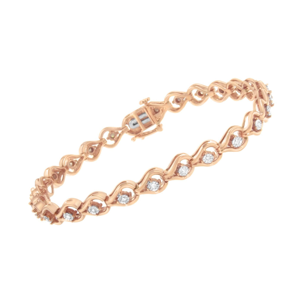 Pulsera de eslabones de 18 cm en forma de lágrima con diamantes de 1/4 ct engastados milagros en plata de ley 925 (color IJ, claridad I3) - Friggin Jewelry