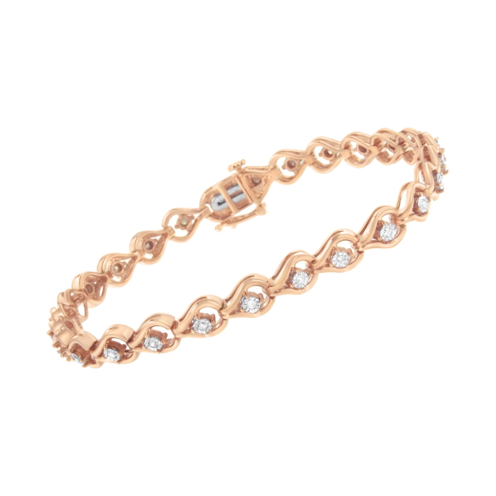 Pulsera de eslabones de 18 cm en forma de lágrima con diamantes de 1/4 ct engastados milagros en plata de ley 925 (color IJ, claridad I3) - Friggin Jewelry