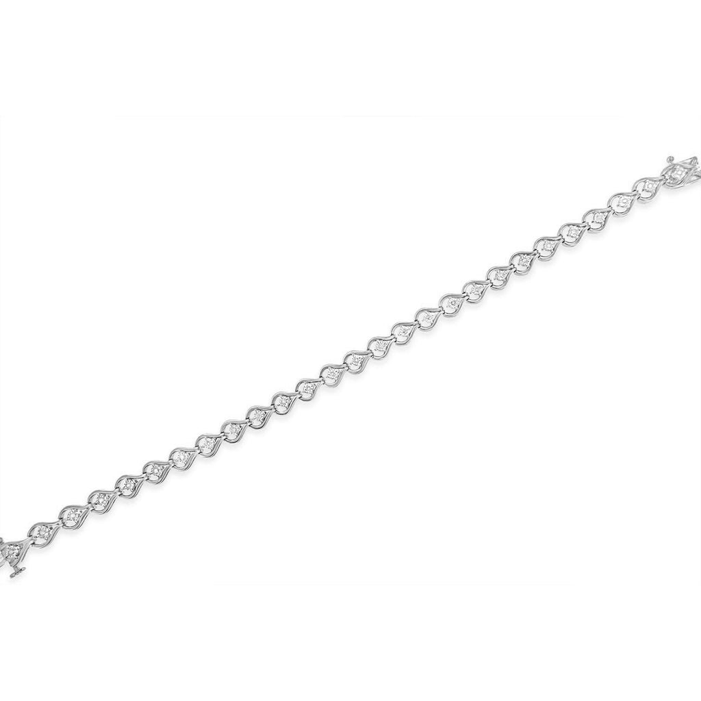 Pulsera de eslabones de 18 cm en forma de lágrima con diamantes de 1/4 ct engastados milagros en plata de ley 925 (color IJ, claridad I3) - Friggin Jewelry