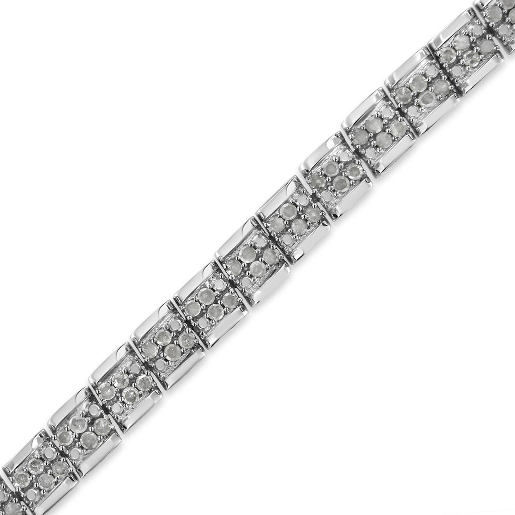 Pulsera de eslabones redondos de 18 cm con placa milagrosa de diamantes de 2,0 quilates en plata de ley 925 (color IJ, claridad I2-I3) - Friggin Jewelry