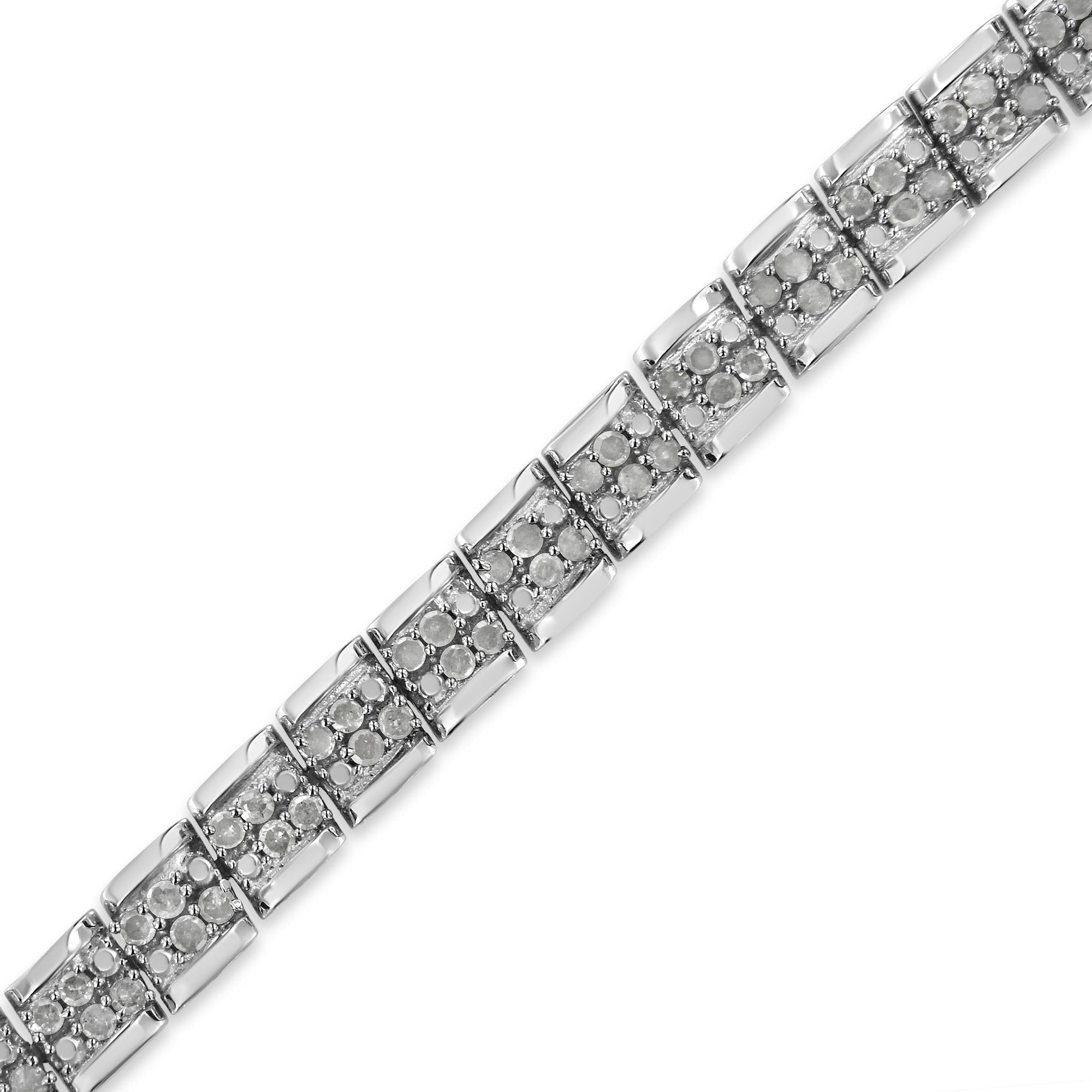 Pulsera de eslabones redondos de 18 cm con placa milagrosa de diamantes de 2,0 quilates en plata de ley 925 (color IJ, claridad I2-I3) - Friggin Jewelry