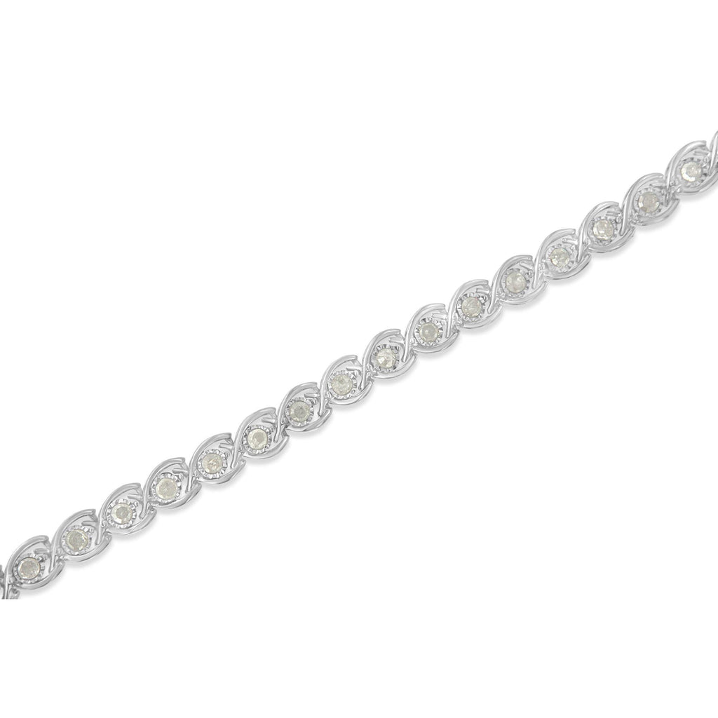 Pulsera de eslabones en espiral de diamantes engastados con placa milagrosa de 2 ct en plata de ley 925 (color IJ, claridad I3), 18 cm - Friggin Jewelry