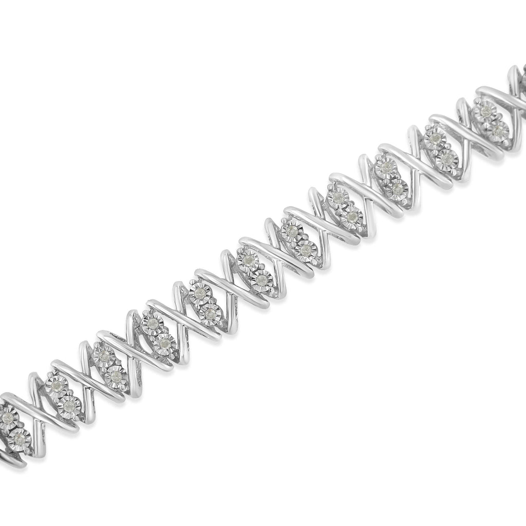 Sterling Silver rose-cut Diamond X-Link Bracelet (1 cttw, I-J Color, I2-I3 Clarity) - Friggin Jewelry