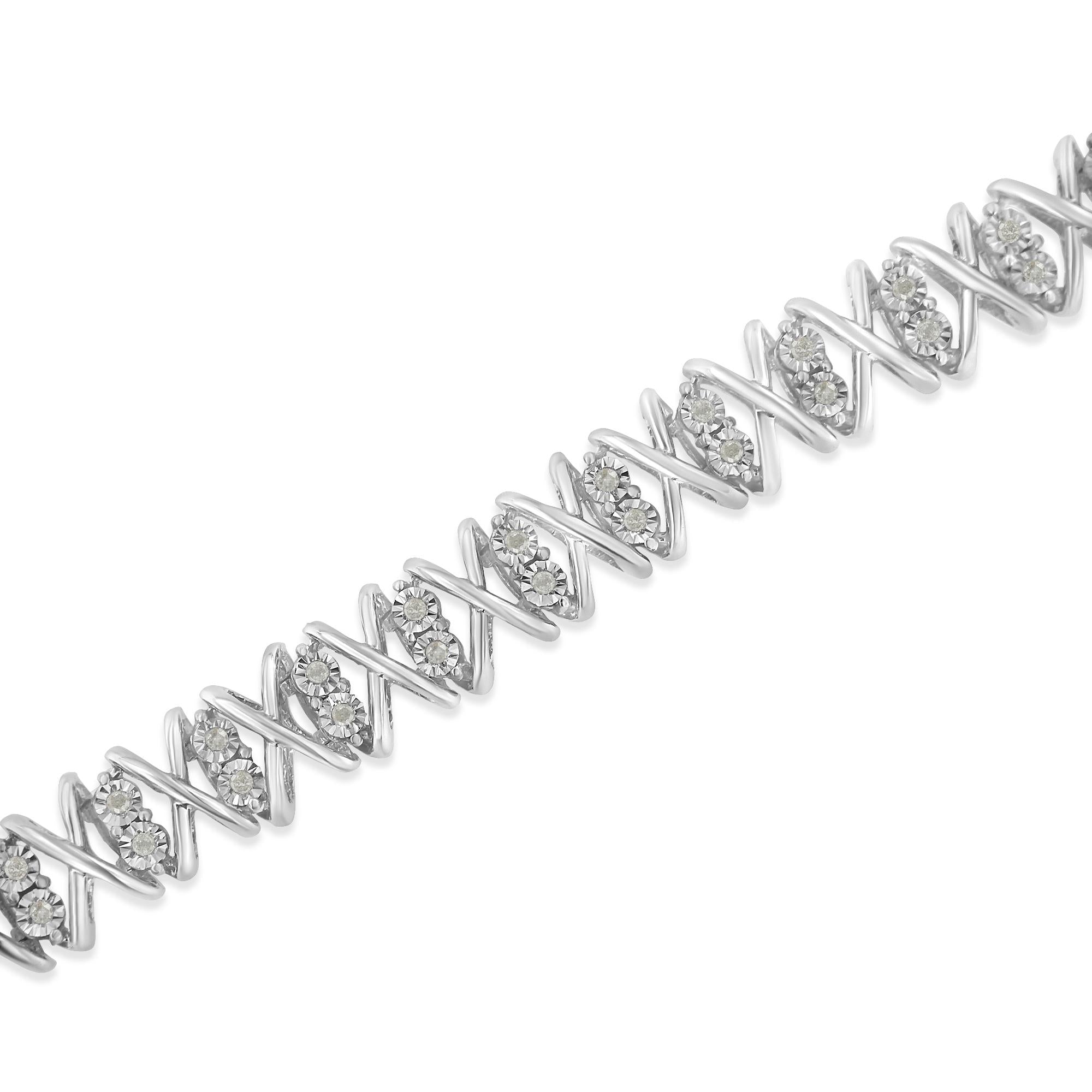 Sterling Silver rose-cut Diamond X-Link Bracelet (1 cttw, I-J Color, I2-I3 Clarity) - Friggin Jewelry