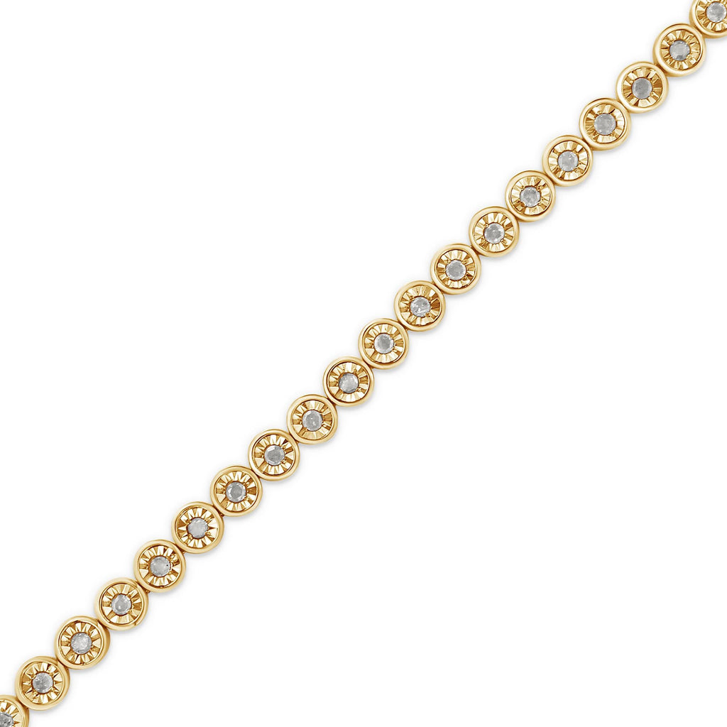 .925 Sterling Silver 1.0 Cttw Miracle Plate Set Diamond Bezel Link Design Tennis Bracelet (I-J Color, I3 Clarity) - Friggin Jewelry