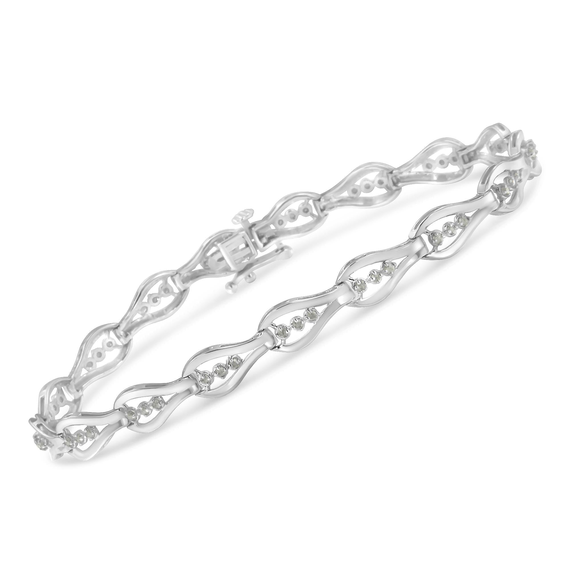 Pulsera de eslabones de diamantes en plata de ley (0,5 cts, color IJ, claridad I3) - Friggin Jewelry