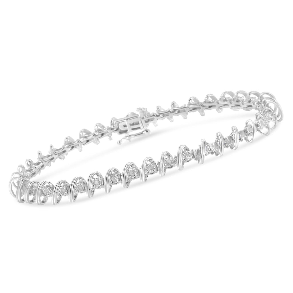 Pulsera de tenis de 18 cm en plata de ley 925 con diamantes de 1/2 ct y engaste milagroso (color IJ, claridad I3) - Friggin Jewelry