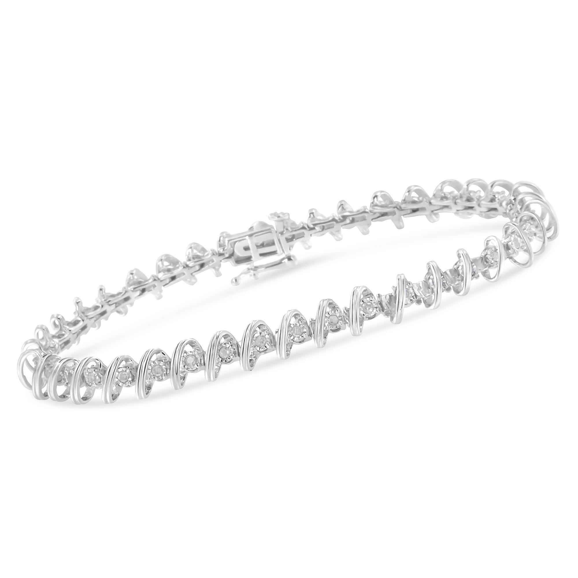 .925 Sterling Silver 1/2 Cttw Diamond Miracle-Set 7" Tennis Bracelet (I-J Color, I3 Clarity) - Friggin Jewelry