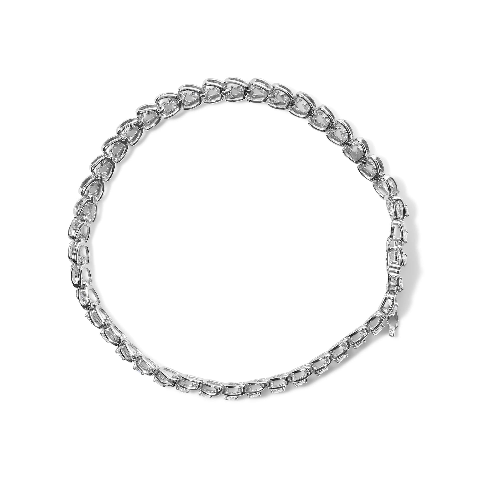 .925 Sterling Silver 1.00 Cttw Diamond C-Shaped Link Bracelet (I-J Color, I3 Clarity) - Friggin Jewelry