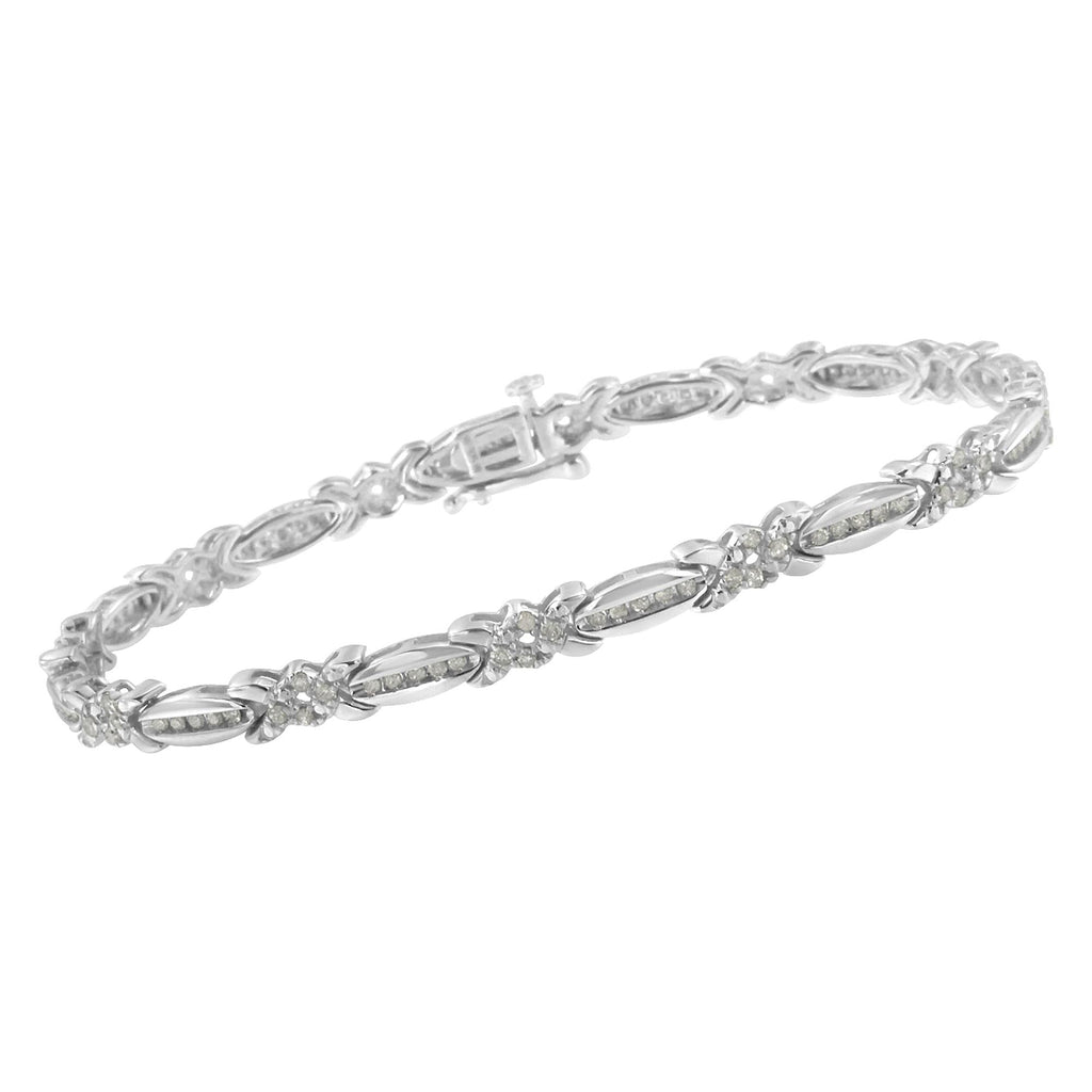 Sterling Silver Diamond X-Link Tennis Bracelet (1 cttw, I-J Color, I3 Clarity) - Friggin Jewelry