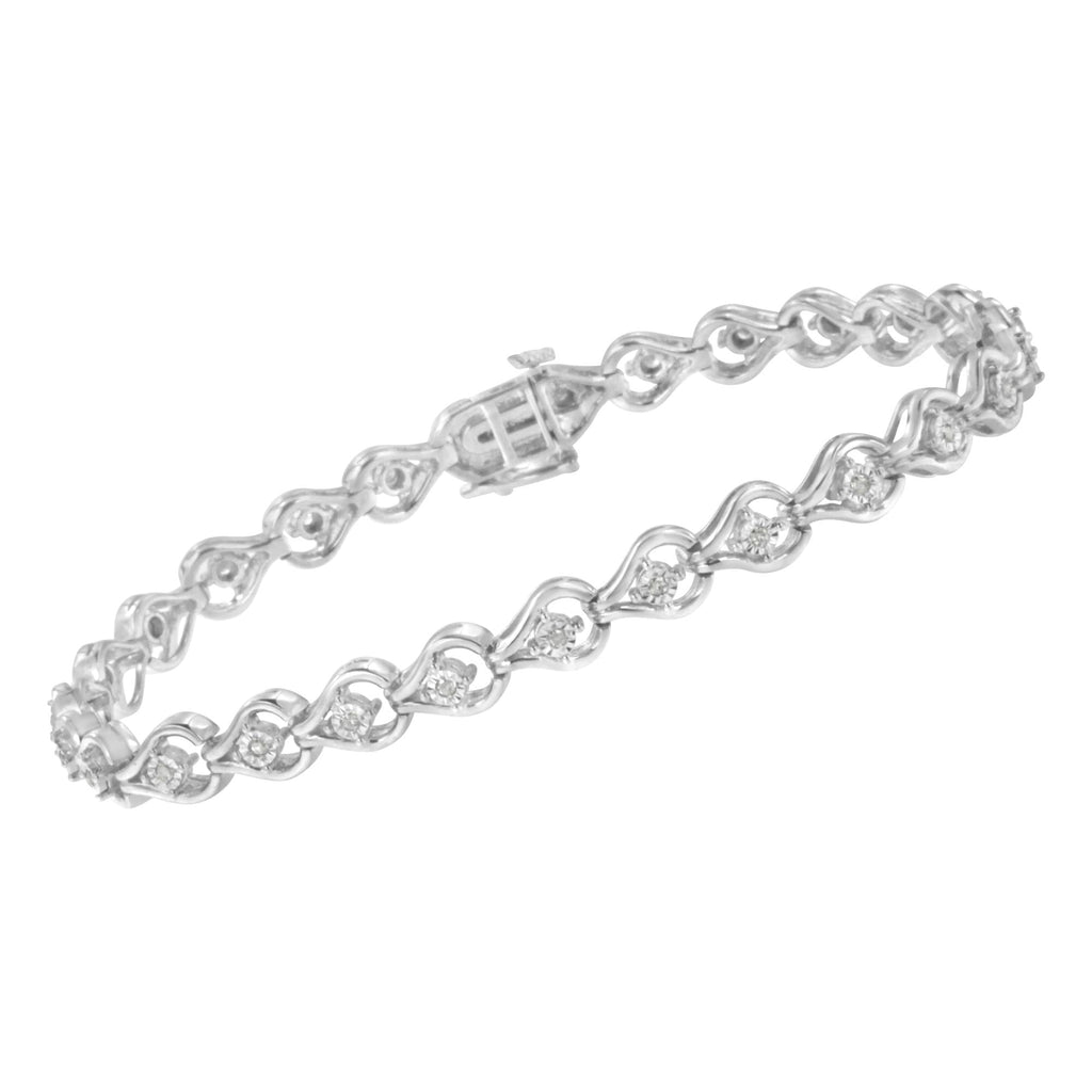 Sterling Silver Diamond Link Bracelet (1/4 cttw, I-J Color, I2-I3 Clarity) - Friggin Jewelry