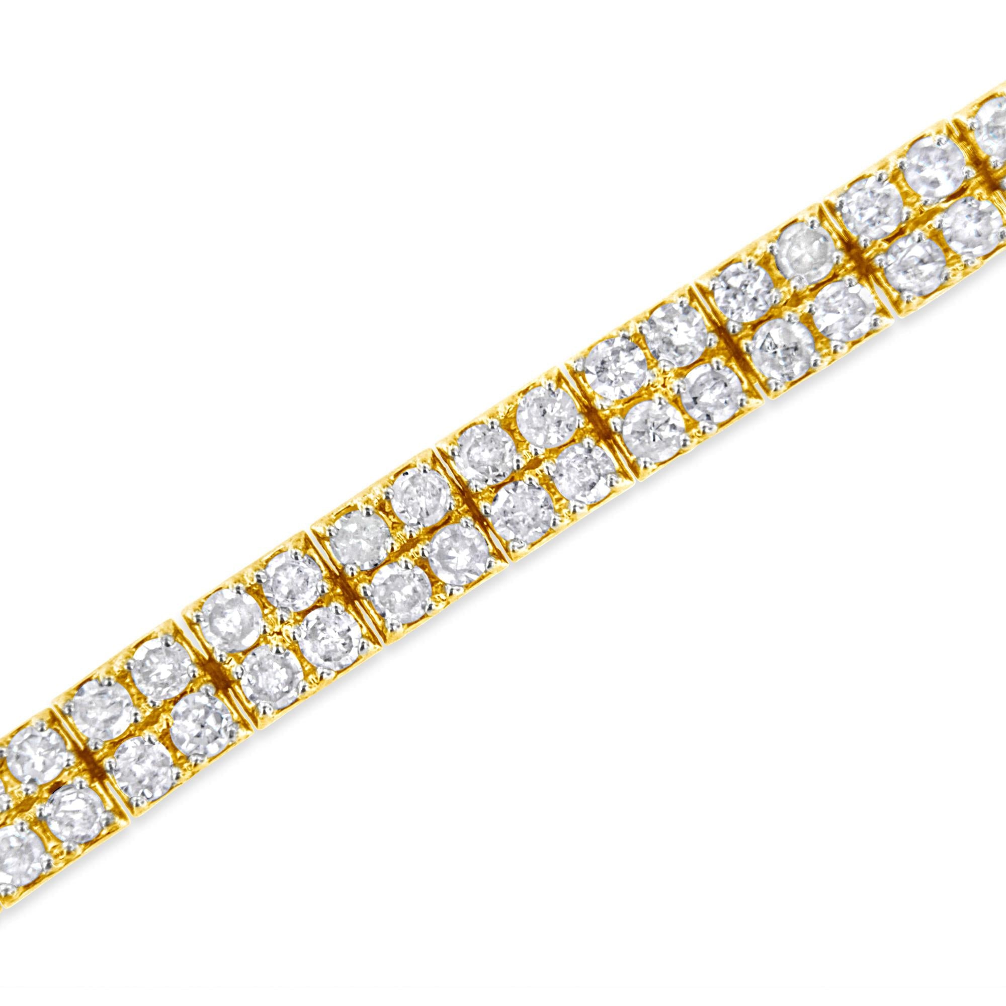 Bracciale a maglie in argento sterling 925 placcato oro giallo 14 carati con diamanti da 3,0 carati (colore KL, purezza I2-I3) - 7,25" - Friggin Jewelry