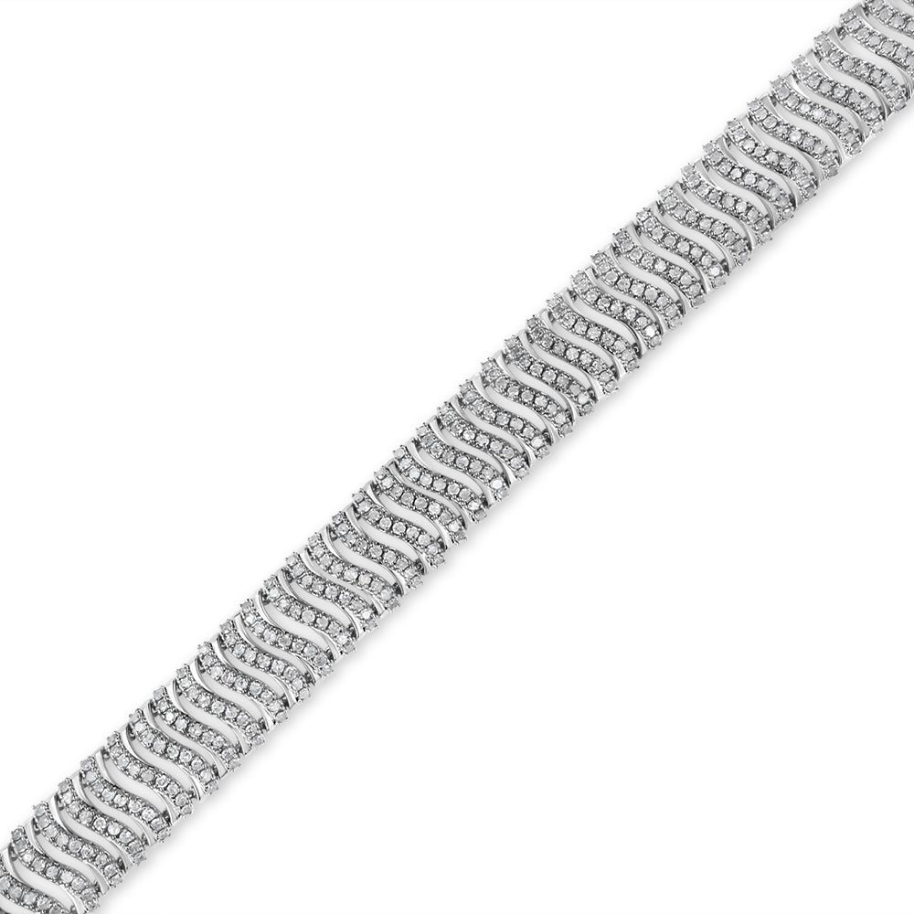 Pulsera de eslabones "S" de diamantes de talla redonda de 5,00 quilates en plata de ley 925 (color IJ, claridad I3) - Talla 7,25 - Friggin Jewelry