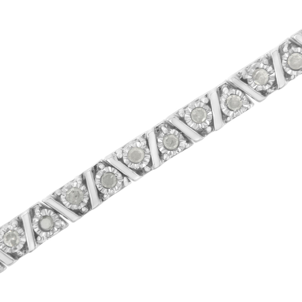 .925 Sterling Silver 1.0 cttw Miracle-Set Diamond Tennis Bracelet (I-J Color, I3 Clarity) - 7.25" - Friggin Jewelry