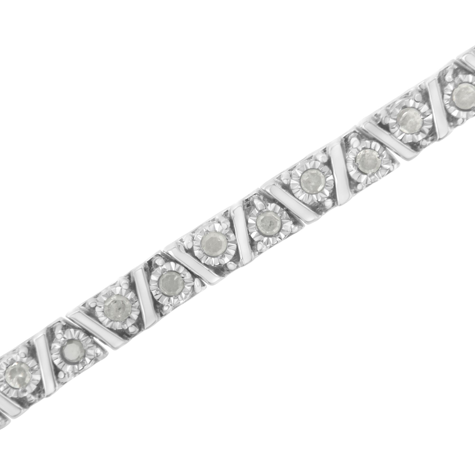 Pulsera de tenis de diamantes engastados milagros de 1,0 ct en plata de ley 925 (color IJ, claridad I3) - 18,3 cm - Friggin Jewelry