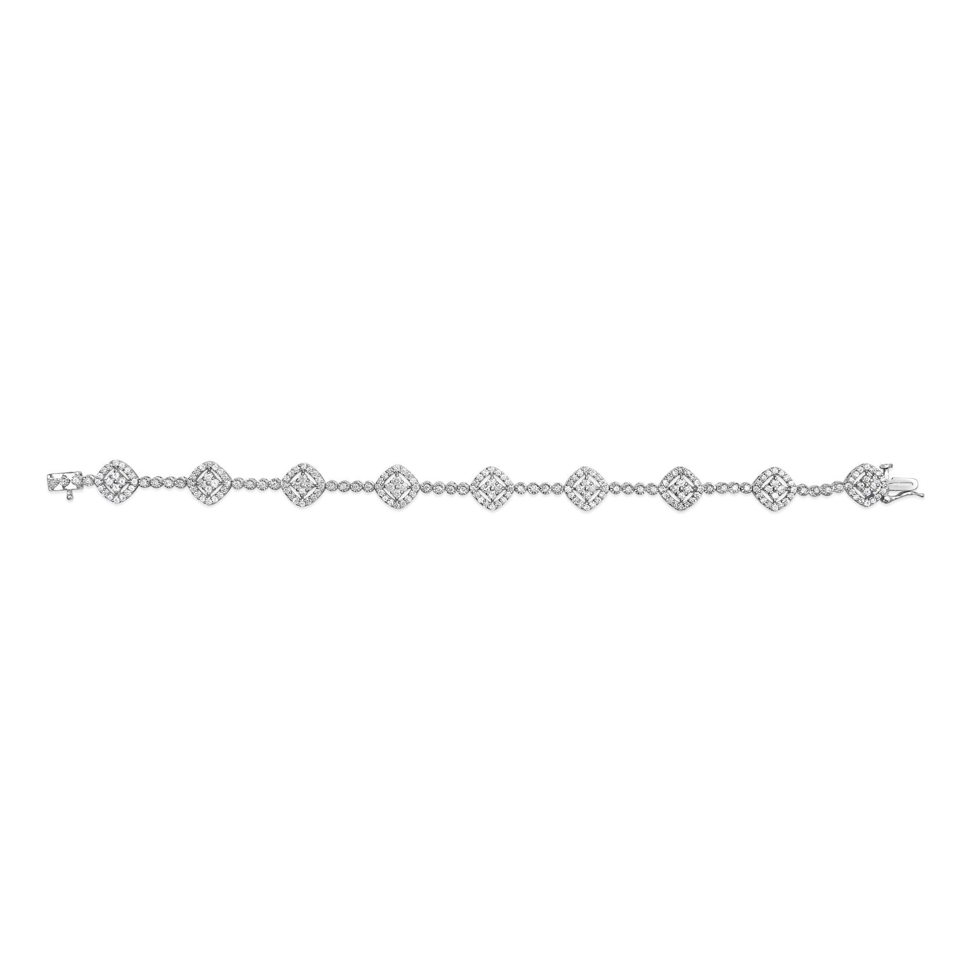 Pulsera de eslabones cuadrados con halo de diamantes de 3,0 quilates en plata de ley 925 (color IJ, claridad I3) - 18,3 cm - Friggin Jewelry