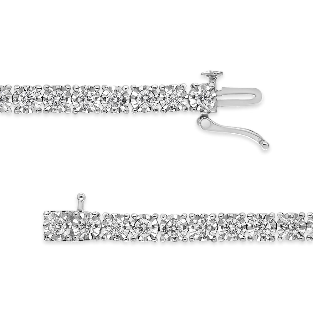 .925 Sterling Silver 3.0 Cttw Diamond Illusion-Set Miracle Plate Tennis Bracelet (I-J Color, I3 Clarity) - 7" - Friggin Jewelry
