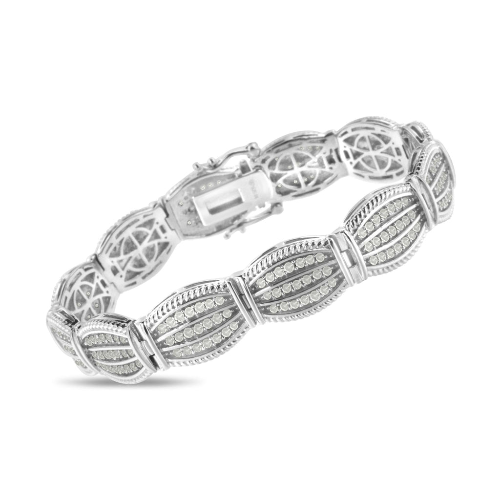Pulsera de eslabones estilo art déco con diamantes de 3 quilates en plata de ley 925 (IJ, I2-I3) - Talla 7,25" - Friggin Jewelry