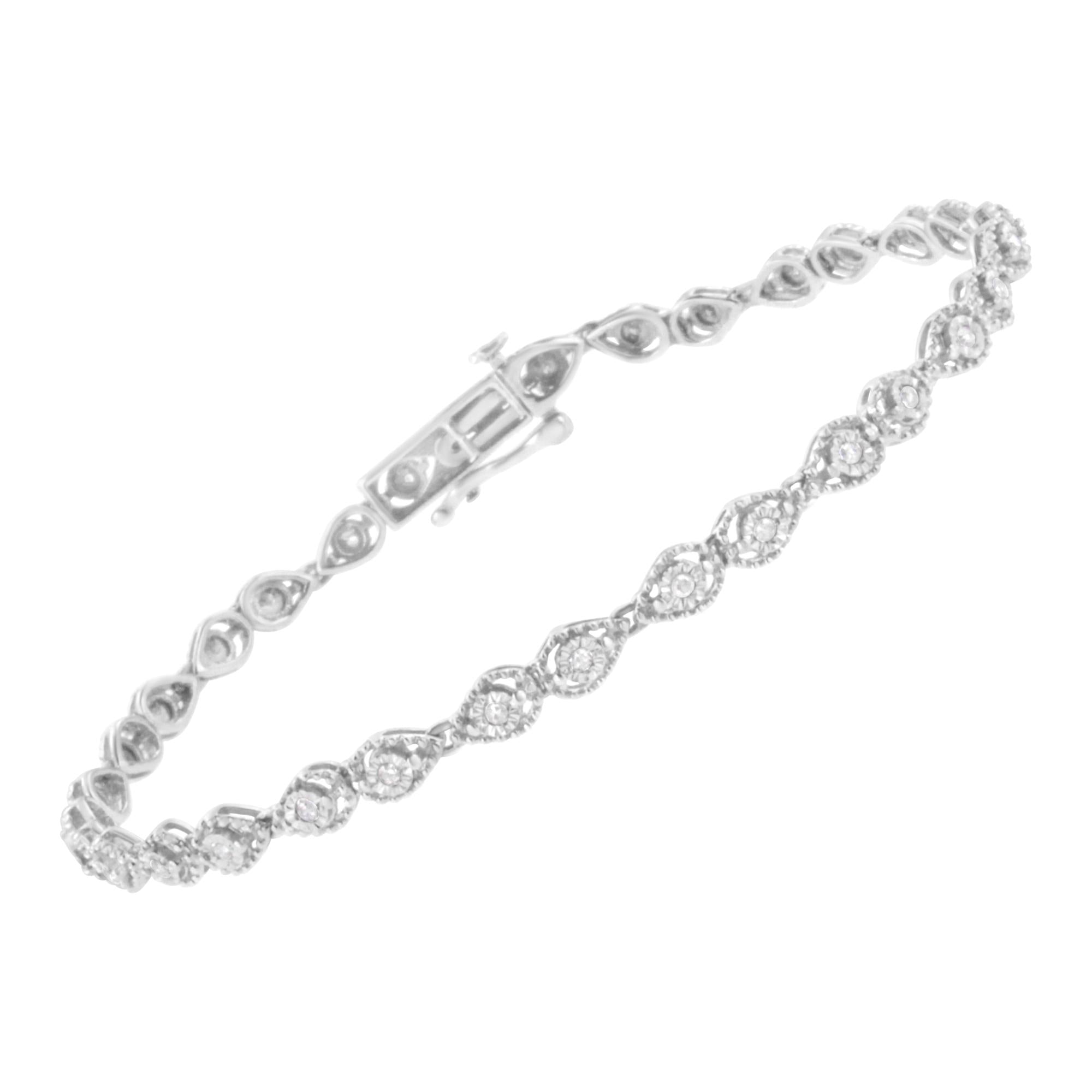 Pulsera de eslabones en forma de pera con diamantes engastados milagros de 1/2 ct en plata esterlina 925 (color IJ, claridad I3) - Talla 7,25" - Friggin Jewelry
