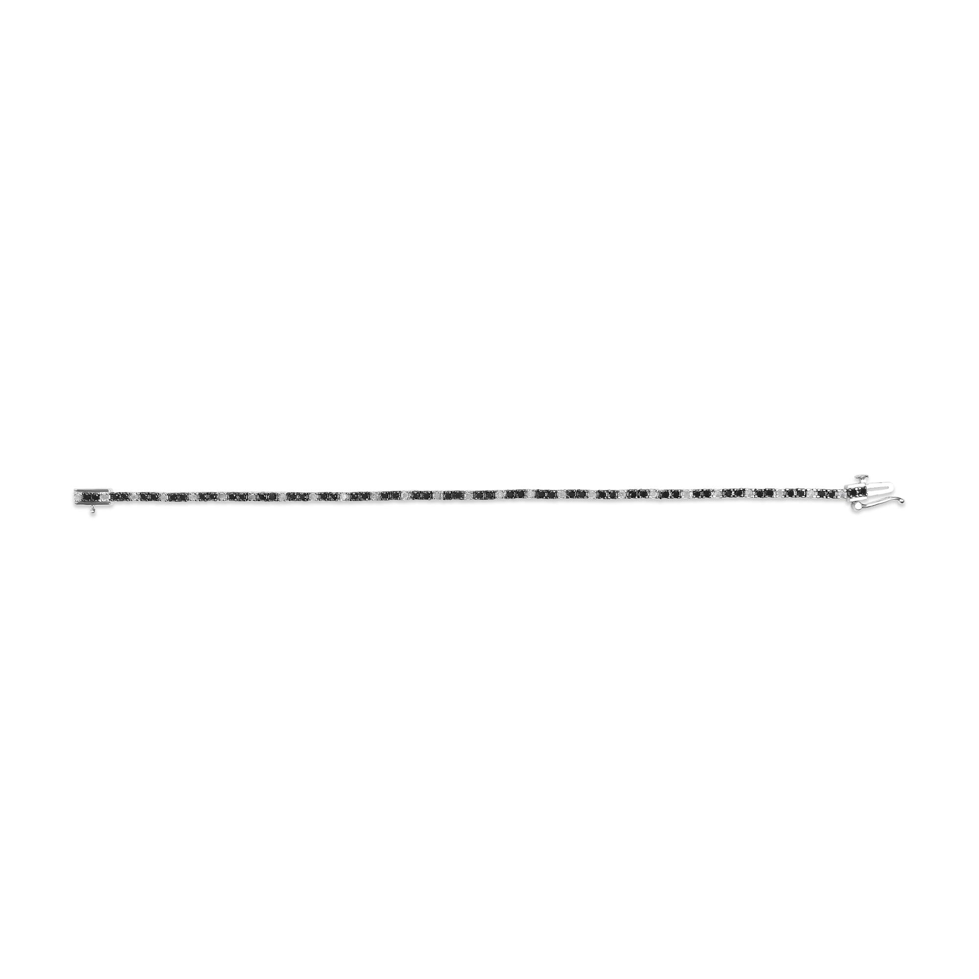 Pulsera de tenis de plata de ley 925 con diamantes blancos y negros de 2,0 quilates (color IJ, claridad I2-I3) - 18 cm - Friggin Jewelry