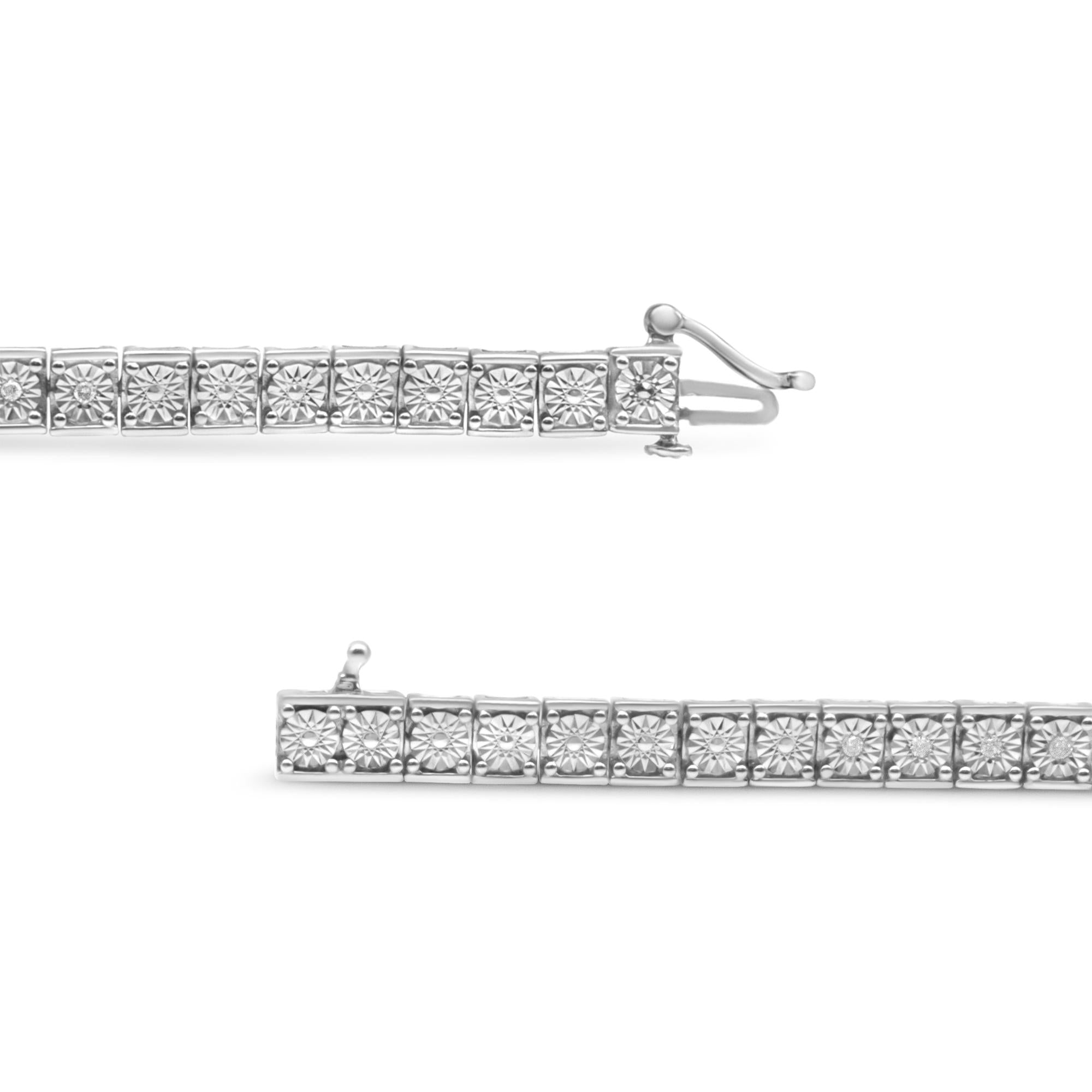 .925 Sterling Silver 1/4 Cttw Diamond Link Bracelet (I-J Color, I2-I3 Clarity) - Size 7.25" - Friggin Jewelry