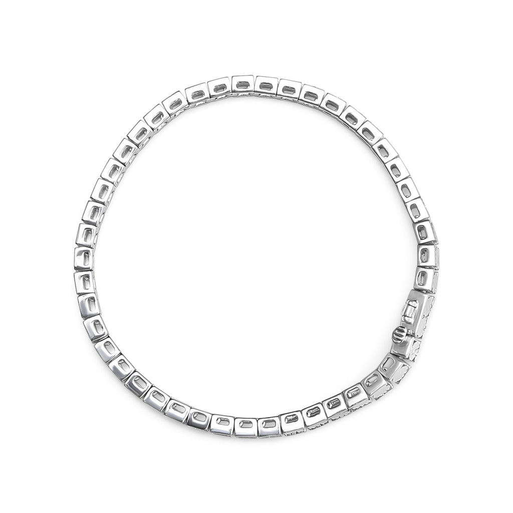 .925 Sterling Silver 1/4 Cttw Miracle Set Diamond and Bead Link 7.25" Tennis Bracelet (I-J Color, I2-I3 Clarity) - Friggin Jewelry